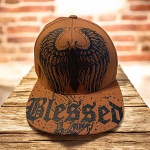 NEW RARE Top Level Blessed Cross Embroidered Snapback Adjustable Flat Bill Cap